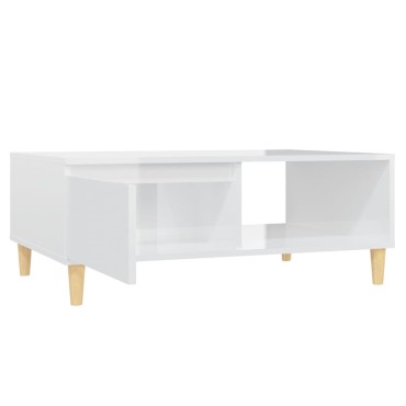 vidaXL Τραπεζάκι Σαλονιού Γυαλ. Λευκό 90x60x35cm από Επεξεργ. Ξύλο 1 τεμ.