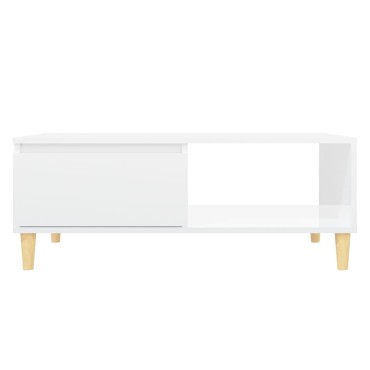 vidaXL Τραπεζάκι Σαλονιού Γυαλ. Λευκό 90x60x35cm από Επεξεργ. Ξύλο 1 τεμ.