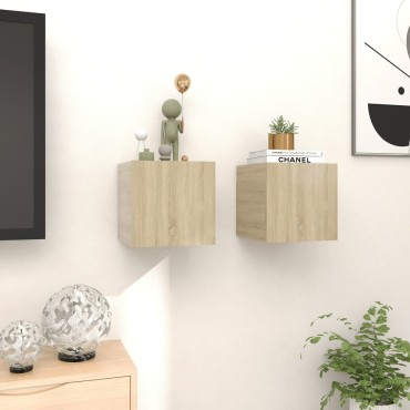 vidaXL Έπιπλα Τηλεόρασης Κρεμαστά 2 τεμ. Sonoma Δρυς 30,5x30x30εκ