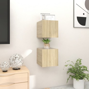 vidaXL Έπιπλα Τηλεόρασης Κρεμαστά 2 τεμ. Sonoma Δρυς 30,5x30x30εκ