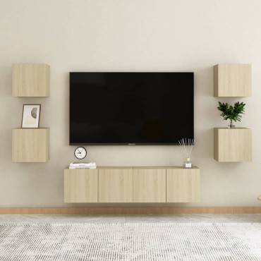 vidaXL Έπιπλα Τηλεόρασης Κρεμαστά 2 τεμ. Sonoma Δρυς 30,5x30x30εκ