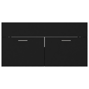 vidaXL Ντουλάπι Νιπτήρα Μαύρο 90x38,5x46cm από Επεξ. Ξύλο 1 τεμ.