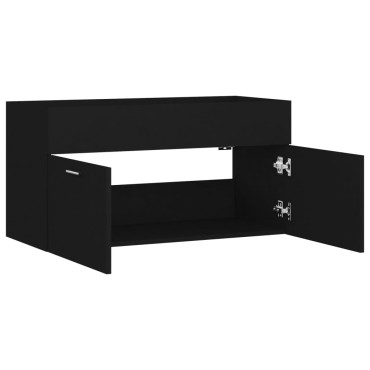 vidaXL Ντουλάπι Νιπτήρα Μαύρο 90x38,5x46cm από Επεξ. Ξύλο 1 τεμ.