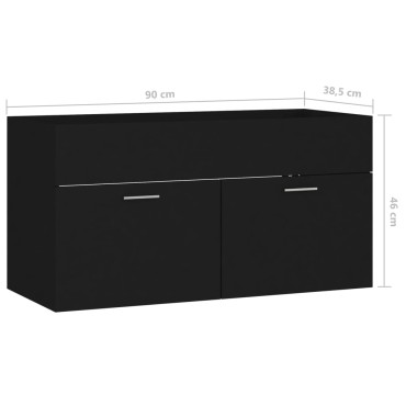 vidaXL Ντουλάπι Νιπτήρα Μαύρο 90x38,5x46cm από Επεξ. Ξύλο 1 τεμ.