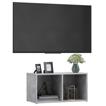 vidaXL Έπιπλο Τηλεόρασης Γκρι Σκυροδέματος 72x35x36,5cm Επεξ. Ξύλο