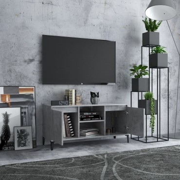 vidaXL Έπιπλο Τηλεόρασης Γκρι Σκυρ. 103,5x35x50cm Μεταλλικά Πόδια