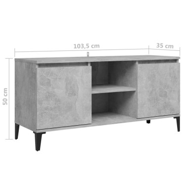 vidaXL Έπιπλο Τηλεόρασης Γκρι Σκυρ. 103,5x35x50cm Μεταλλικά Πόδια