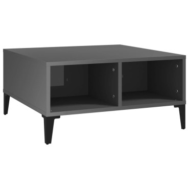 vidaXL Τραπεζάκι Σαλονιού Γυαλιστερό Γκρι 60x60x30cm Επεξ. Ξύλο 1 τεμ.