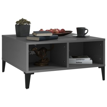 vidaXL Τραπεζάκι Σαλονιού Γυαλιστερό Γκρι 60x60x30cm Επεξ. Ξύλο 1 τεμ.