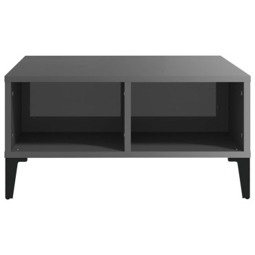 vidaXL Τραπεζάκι Σαλονιού Γυαλιστερό Γκρι 60x60x30cm Επεξ. Ξύλο 1 τεμ.