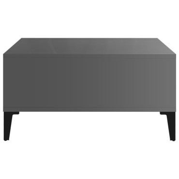 vidaXL Τραπεζάκι Σαλονιού Γυαλιστερό Γκρι 60x60x30cm Επεξ. Ξύλο 1 τεμ.