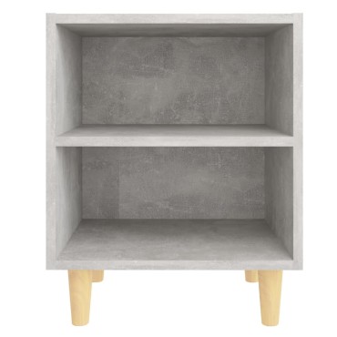 vidaXL Κομοδίνα 2 τεμ. Γκρι Σκυροδέμ. 40x30x50cm Μασίφ Ξύλινα Πόδια