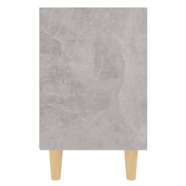 vidaXL Κομοδίνα 2 τεμ. Γκρι Σκυροδέμ. 40x30x50cm Μασίφ Ξύλινα Πόδια