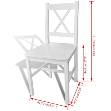 vidaXL Καρέκλες Τραπεζαρίας 4 τεμ. Λευκές από Ξύλο Πεύκου 41,5x45,5x85,5cm