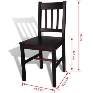 vidaXL Καρέκλες Τραπεζαρίας 2 τεμ. Σκούρο Καφέ από Ξύλο Πεύκου 41,5x45,5x86cm