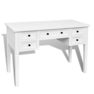 Γραφείο με 5 Συρτάρια Λευκό 109,5x45x77,5cm 1 τεμ.