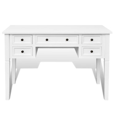 Γραφείο με 5 Συρτάρια Λευκό 109,5x45x77,5cm 1 τεμ.