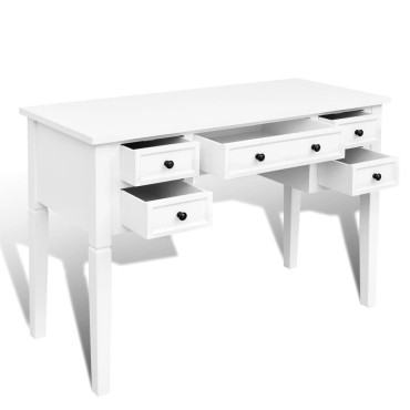 Γραφείο με 5 Συρτάρια Λευκό 109,5x45x77,5cm 1 τεμ.