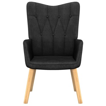 vidaXL Πολυθρόνα Relax Μαύρη Υφασμάτινη με Σκαμπό 61,5x69x95,5cm 1 τεμ.