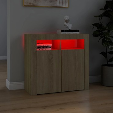 vidaXL Ντουλάπι με LED Sonoma Δρυς 80x35x75cm 1 τεμ.