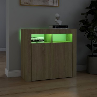 vidaXL Ντουλάπι με LED Sonoma Δρυς 80x35x75cm 1 τεμ.