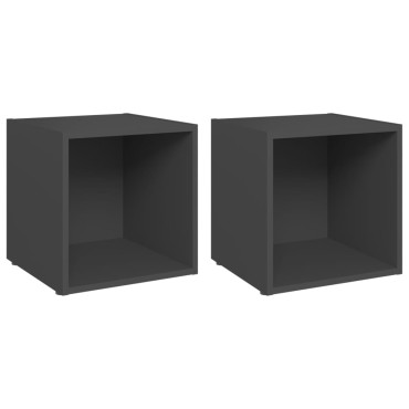 vidaXL Έπιπλα Τηλεόρασης 2 τεμ. Γκρι 37x35x37cm από Επεξ. Ξύλο