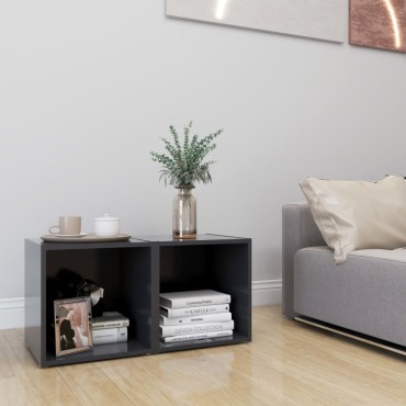 vidaXL Έπιπλα Τηλεόρασης 2 τεμ. Γκρι 37x35x37cm από Επεξ. Ξύλο