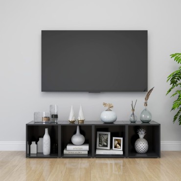 vidaXL Έπιπλα Τηλεόρασης 2 τεμ. Γκρι 37x35x37cm από Επεξ. Ξύλο