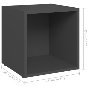 vidaXL Έπιπλα Τηλεόρασης 2 τεμ. Γκρι 37x35x37cm από Επεξ. Ξύλο