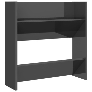 vidaXL Παπουτσοθήκες Τοίχου 2 τεμ. Γυαλ. Γκρι 60x18x60cm Επεξ. Ξύλο