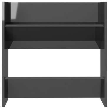 vidaXL Παπουτσοθήκες Τοίχου 2 τεμ. Γυαλ. Γκρι 60x18x60cm Επεξ. Ξύλο