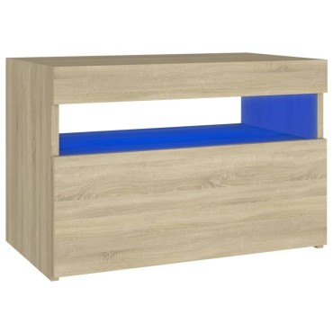 vidaXL Κομοδίνο με LED Sonoma Δρυς 60x35x40cm Επεξεργασμένο Ξύλο 1 τεμ.