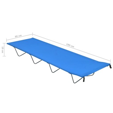 vidaXL Κρεβάτι Κάμπινγκ Μπλε 180x60x19 εκ. Ύφασμα Oxford και Ατσάλι