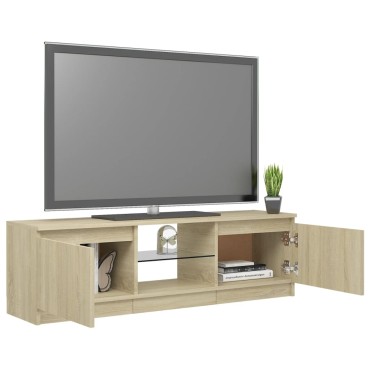 vidaXL Έπιπλο Τηλεόρασης με LED Sonoma Δρυς 120 x 30 x 35,5 εκ.