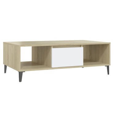vidaXL Τραπεζάκι Σαλονιού Λευκό/Sonoma Δρυς 103,5x60x35cm Επεξ. Ξύλο 1 τεμ.