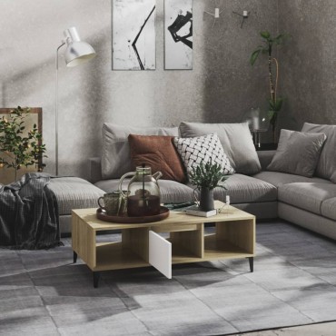 vidaXL Τραπεζάκι Σαλονιού Λευκό/Sonoma Δρυς 103,5x60x35cm Επεξ. Ξύλο 1 τεμ.