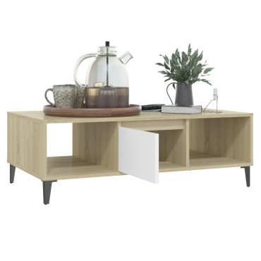 vidaXL Τραπεζάκι Σαλονιού Λευκό/Sonoma Δρυς 103,5x60x35cm Επεξ. Ξύλο 1 τεμ.