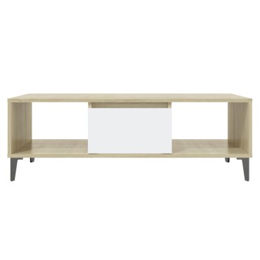 vidaXL Τραπεζάκι Σαλονιού Λευκό/Sonoma Δρυς 103,5x60x35cm Επεξ. Ξύλο 1 τεμ.