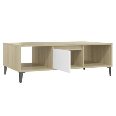 vidaXL Τραπεζάκι Σαλονιού Λευκό/Sonoma Δρυς 103,5x60x35cm Επεξ. Ξύλο 1 τεμ.