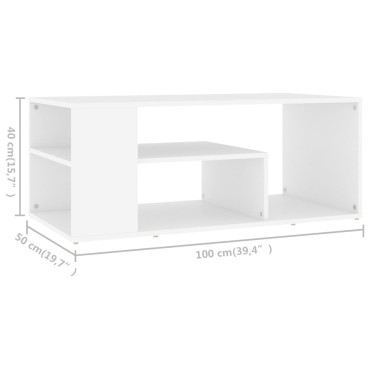 vidaXL Τραπεζάκι Σαλονιού Λευκό 100x50x40cm Επεξεργασμένο Ξύλο 1 τεμ.