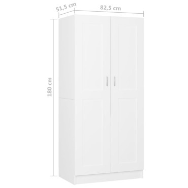 vidaXL Ντουλάπα Λευκή 85,2x51,5x180cm από Επεξ. Ξύλο 1 τεμ.
