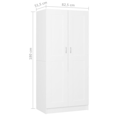 vidaXL Ντουλάπα Λευκή 85,2x51,5x180cm από Μοριοσανίδα 1 τεμ.