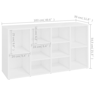 vidaXL Παπουτσοθήκη Λευκή 103x30x54,5cm από Επεξ. Ξύλο