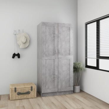 vidaXL Ντουλάπα Γκρι Σκυροδέματος 85,2x51,5x180cm από Επεξ. Ξύλο 1 τεμ.