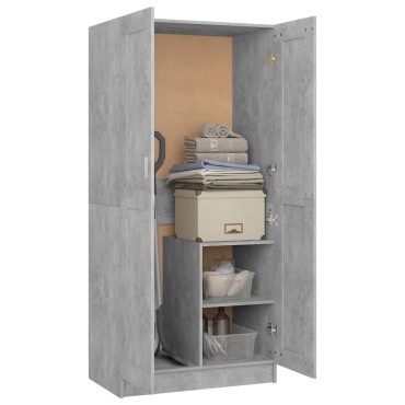vidaXL Ντουλάπα Γκρι Σκυροδέματος 85,2x51,5x180cm από Επεξ. Ξύλο 1 τεμ.