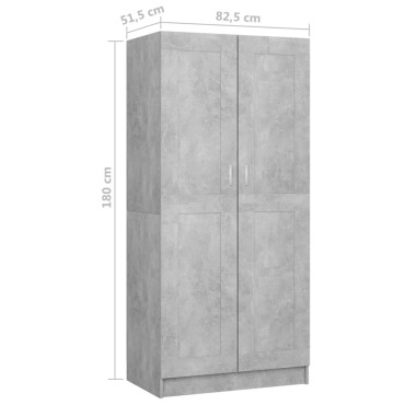 vidaXL Ντουλάπα Γκρι Σκυροδέματος 85,2x51,5x180cm από Επεξ. Ξύλο 1 τεμ.