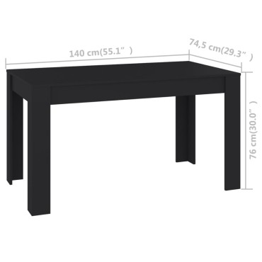vidaXL Τραπεζαρία Μαύρη 140x74,5x76cm από Επεξεργασμένο Ξύλο 1 τεμ.