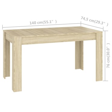 vidaXL Τραπεζαρία Sonoma Δρυς 140x74,5x76cm Επεξεργασμένο Ξύλο 1 τεμ.