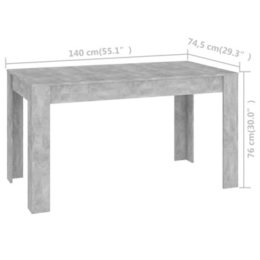 vidaXL Τραπεζαρία Γκρι Σκυροδέματος 140x74,5x76cm Επεξ. Ξύλο 1 τεμ.