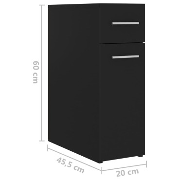 vidaXL Συρταριέρα Γενικής Χρήσης Μαύρη 20x45,5x60cm Επεξ. Ξύλο 1 τεμ.
